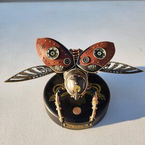 Electric Insect Metal Desk Decor Toy Rhinoceros Beetle Flapping Wings Steam Punk